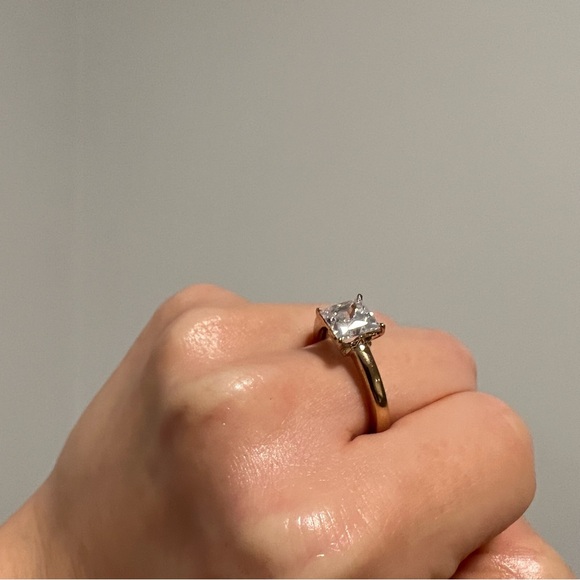 NEW Diamonique Sterling Silver Princess Engagement Ring - Picture 5 of 7